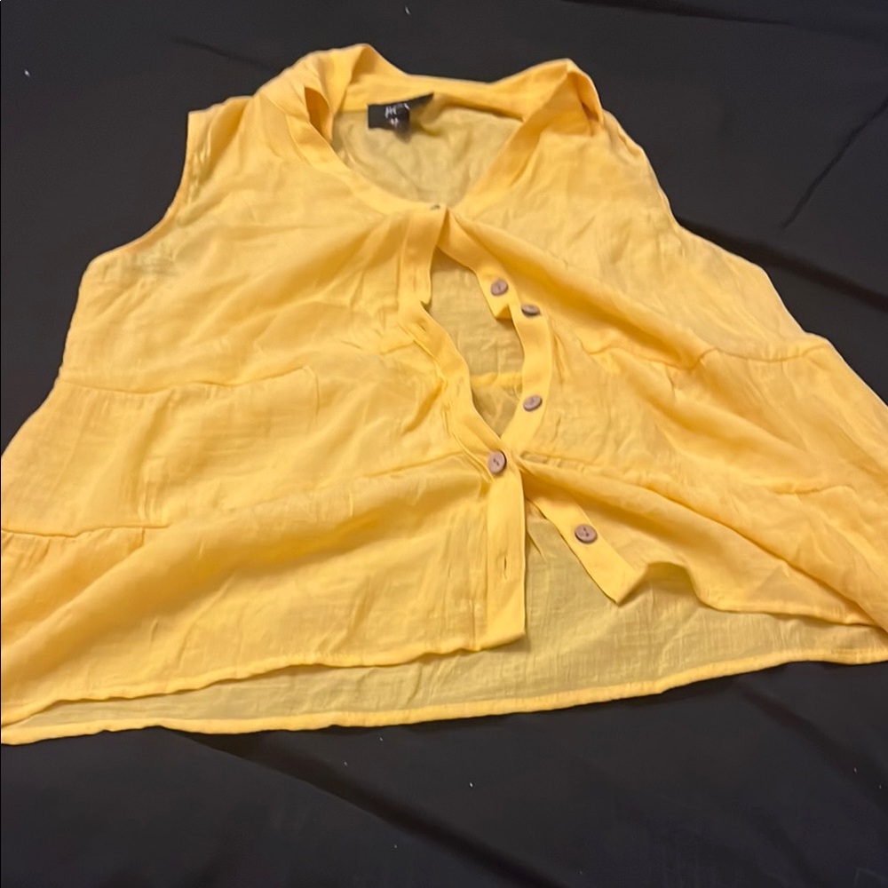 BCX Yellow Notched Collar Button Down Dress